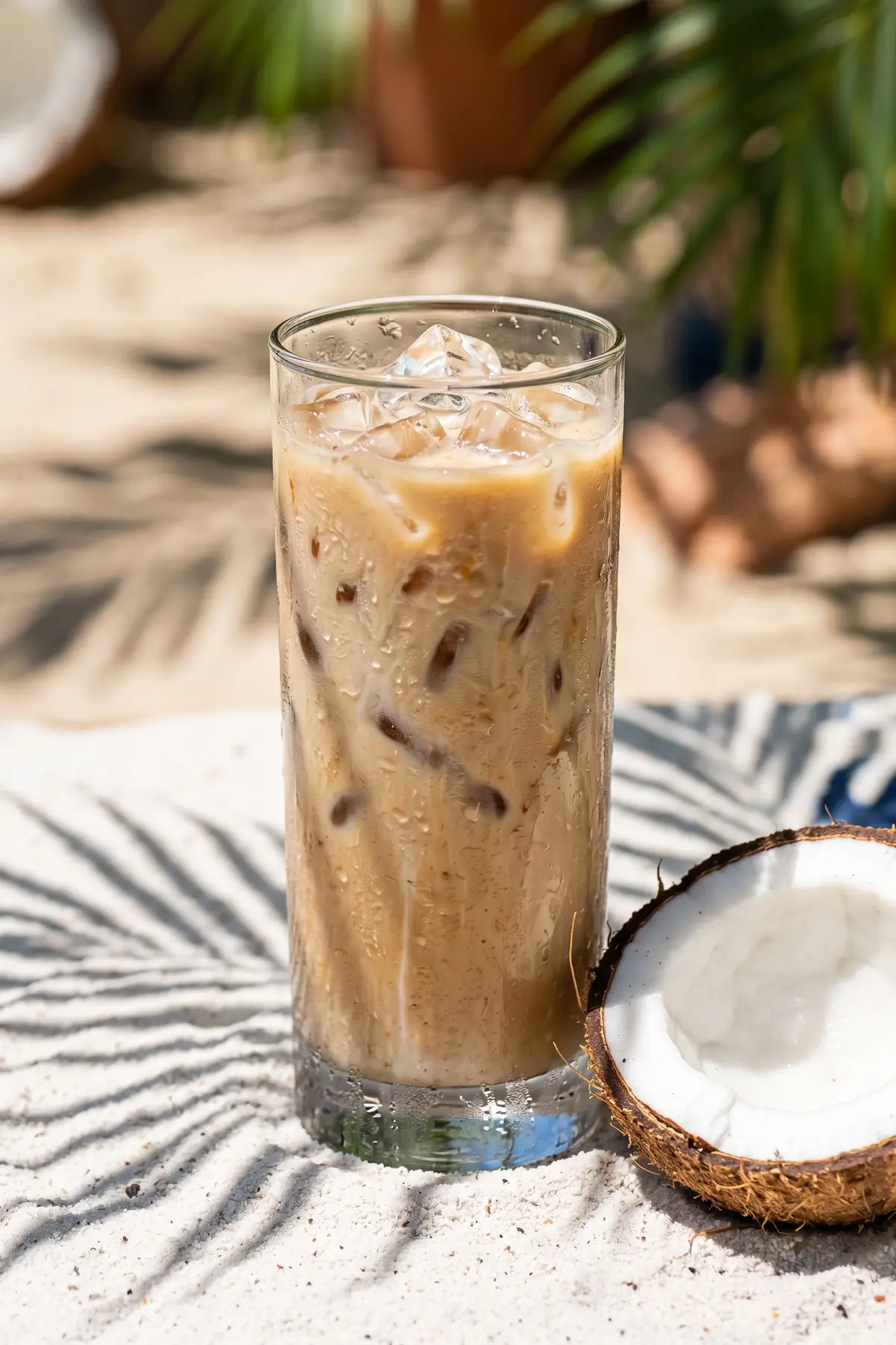 A glass of coconut iced coffee