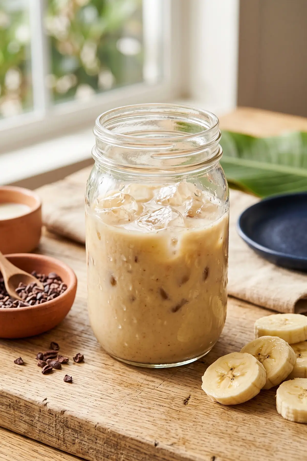 A glass of banana iced coffee